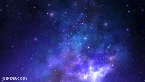 A Night Sky With A Lot Of Stars And A Purple Nebula GIF