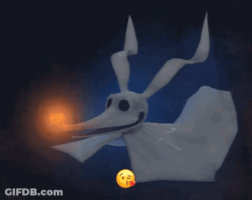 A Nightmare Before Christmas Character Holding A Light And A Kissing Emoji GIF
