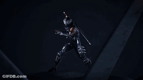 A Ninja Is Wearing A Mask And Gloves And Has A Sword In His Hand GIF