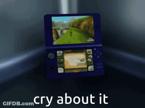 Nintendo 3DS With Cry About It Text GIF