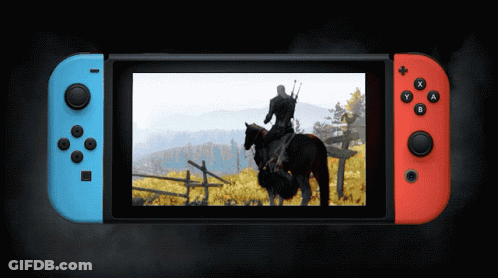 A Nintendo Switch Shows A Man On A Horse GIF