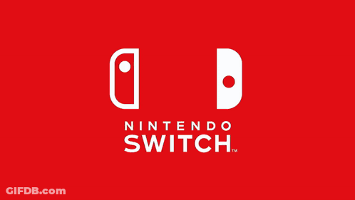 A Nintendo Switch With A Red Screen And A White Logo On It GIF