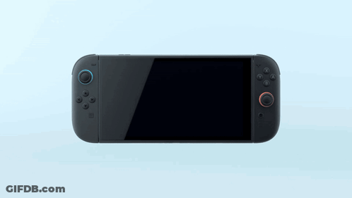 A Nintendo Switch With Two Controllers On A Light Blue Background GIF