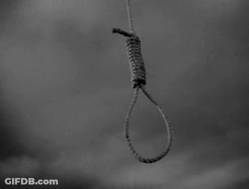 A Noose Is Hanging From A Rope In The Sky . GIF