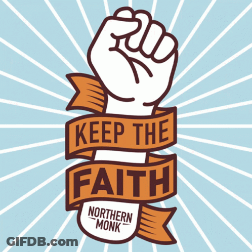 A Northern Monk Logo With A Fist And The Words Keep The Faith GIF