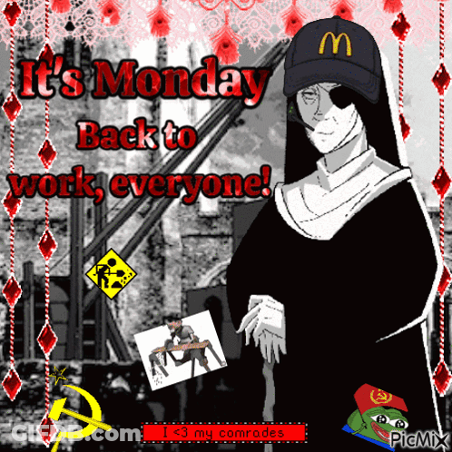 Nun Wearing McDonald's Hat Saying Its Monday GIF