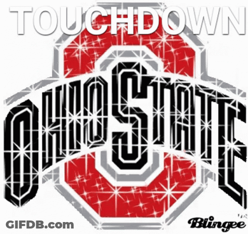 A Ohio State Football Logo With The Words Touchdown Written On It GIF