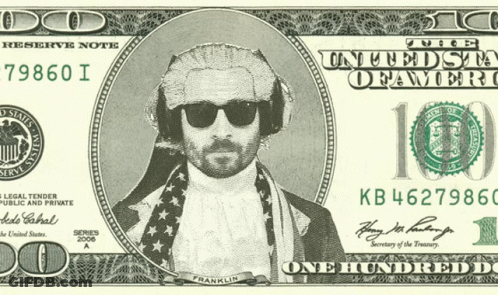 A One Hundred Dollar Bill With A Man On It GIF