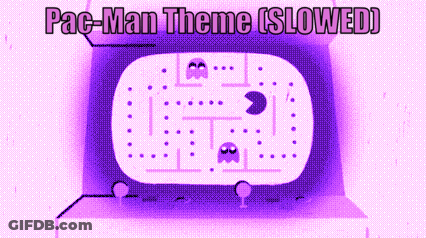 A Pac-Man Theme Is Shown On A Purple Screen GIF