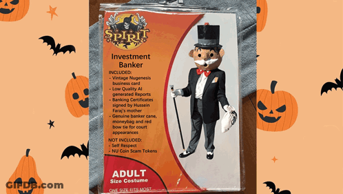 A Package Of A Spirit Investment Banker Costume For Adults GIF