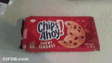 A Package Of Chips Ahoy Chewy Tenders Cookies With A Bite Taken Out Of One GIF
