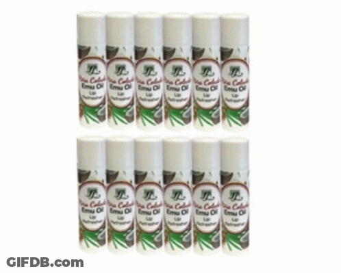 A Package Of Emu Oil Lip Balm That Moisturizes Your Lips GIF