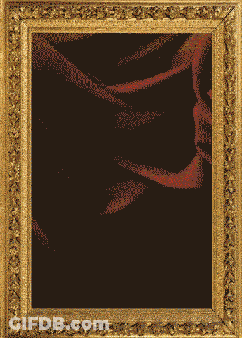 A Painting In A Gold Frame With A Pyramid In The Middle GIF