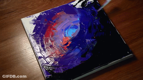 A Painting Is Being Painted On A Wooden Surface With A Brush GIF