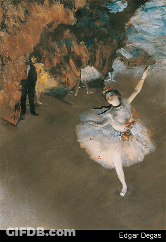 A Painting Of A Ballerina By Edgar Degas Is Displayed GIF
