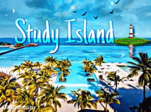A Painting Of A Beach With The Words Study Island GIF