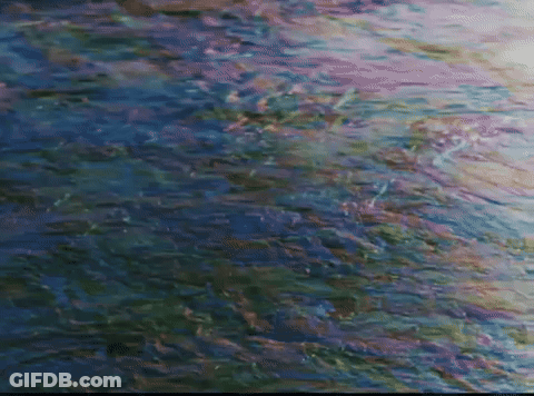 A Painting Of A Body Of Water With A Purple And Blue Colored Background GIF