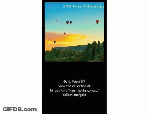 A Painting Of A City Skyline With The Website Rb Fine Artworks.com In The Corner GIF