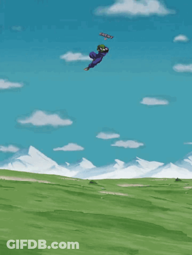 A Painting Of A Cloud In The Sky Above A Grassy Field GIF
