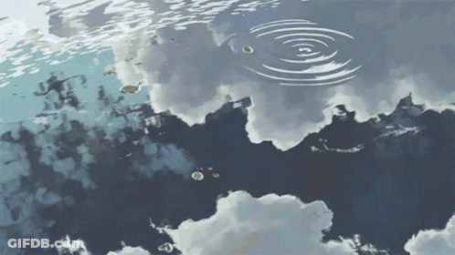 A Painting Of A Cloudy Sky With A Few Drops Of Water GIF