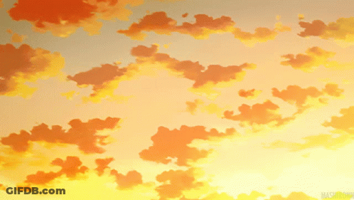 A Painting Of A Cloudy Sky With The Name Nishiroki On The Bottom Left GIF