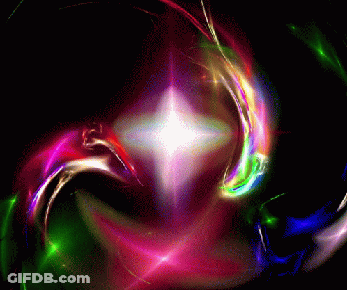 A Painting Of A Colorful Swirl With A White Star In The Middle GIF