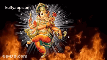 A Painting Of A Dancing Deity With The Website Kulfyapp.com In The Upper Right Corner GIF
