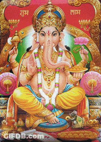 A Painting Of A Deity With A Crown On His Head And The Word ' Ram ' On The Bottom Right GIF