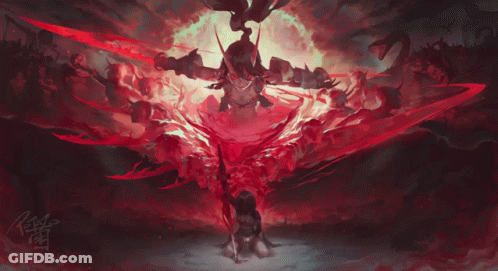 A Painting Of A Demon With The Year 2014 On The Bottom Left Corner GIF
