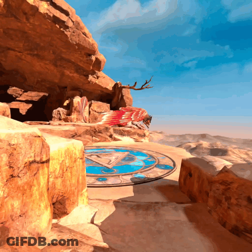 Desert Landscape Painting With Circular Ground GIF