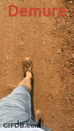 A Painting Of A Dirt Road With The Word Demure On It GIF