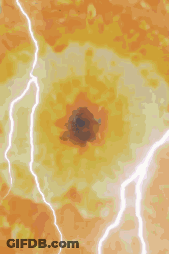 A Painting Of A Duck With A Lightning Bolt In The Background GIF