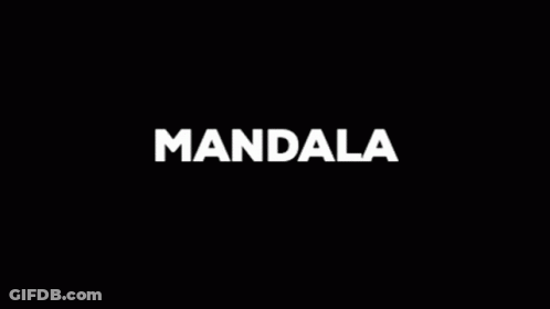A Painting Of A Face With The Word Mandala In White Letters GIF