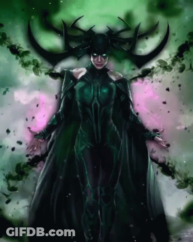 A Painting Of A Female Superhero In A Green Suit GIF