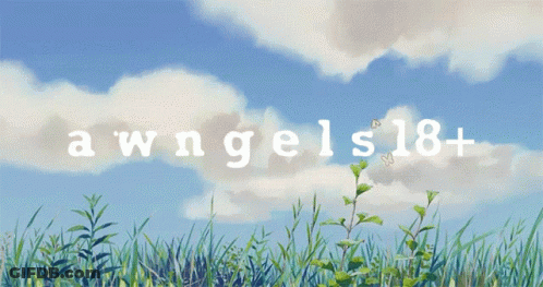 A Painting Of A Field With The Words A Wngels 18+ GIF