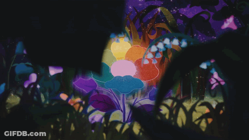 A Painting Of A Flower With A Smiley Face On It GIF