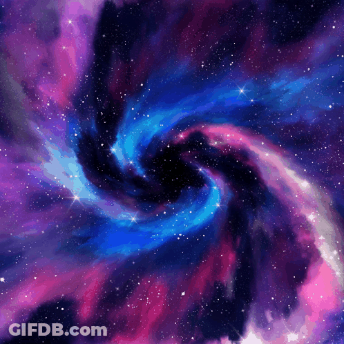 A Painting Of A Galaxy With A Black Hole At The Center GIF