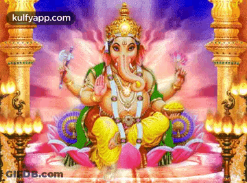 A Painting Of A God Sitting On A Lotus Flower . GIF