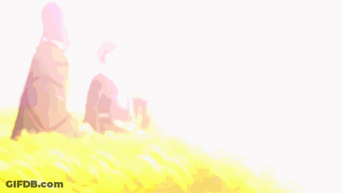 A Painting Of A Group Of People In A Field GIF