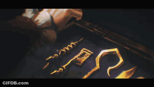 A Painting Of A Hand Holding A Hook With The Number 12 On It GIF