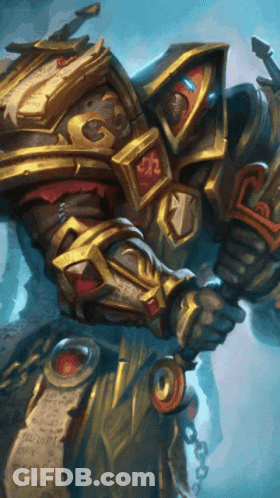 A Painting Of A Knight Holding A Scroll That Says ' I 'M A Warrior ' On It GIF