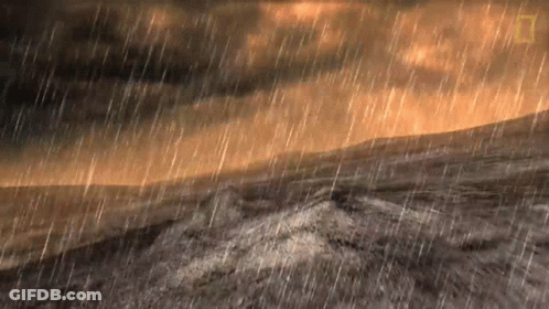 A Painting Of A Landscape With Rain Falling On It GIF