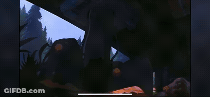 A Painting Of A Landscape With Trees And A Few Plants GIF
