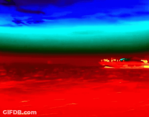 Lightning Strike Over Red And Blue Background GIF