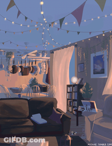 A Painting Of A Living Room With The Website Mienar.tumblr.com On The Bottom Right GIF