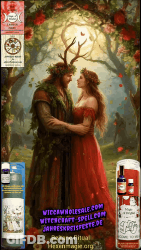 A Painting Of A Man And A Woman With The Website Witchcraft-Spell.com GIF
