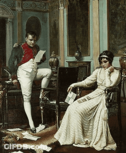 A Painting Of A Man And Woman In A Room GIF