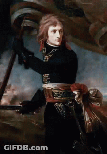 A Painting Of A Man Holding A Flag GIF