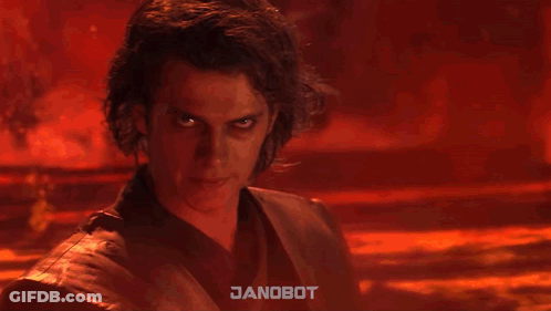 A Painting Of A Man Holding A Lightsaber With The Word Janobot Written Below Him GIF