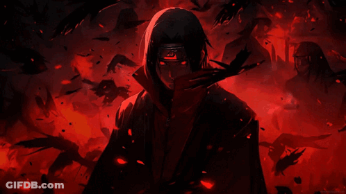 A Painting Of A Man In A Hood With A Red Eye GIF